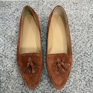 Talbots Brown Suede Pointed Tie Fringe Driving Shoes Mocassins Women’s US 7.5 M